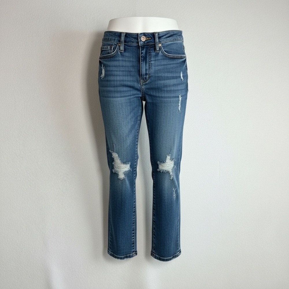 Judy Blue Capri Fit Distressed Medium Wash Cropped Jeans JB78100 Womens 3/26